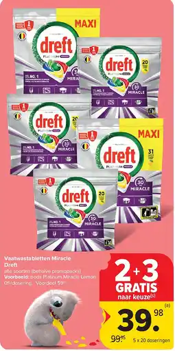 Carrefour Vaatwastabletten Miracle Dreft aanbieding