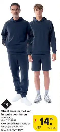 Carrefour Street sweater met kap in scuba voor heren aanbieding