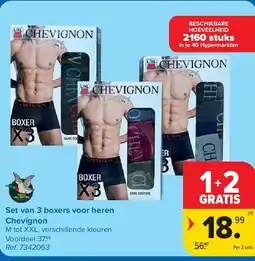 Carrefour Set van 3 boxers voor heren Chevignon aanbieding
