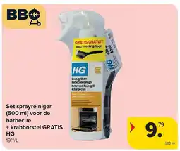 Carrefour Set sprayreiniger (500 ml) voor de barbecue + krabborstel GRATIS HG aanbieding