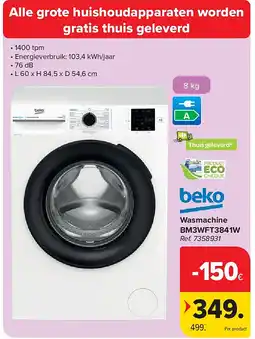 Carrefour Wasmachine BM3WFT3841W aanbieding