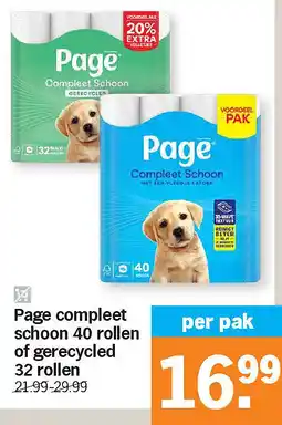 Albert Heijn Page compleet schoon 40 rollen of gerecycled 32 rollen aanbieding