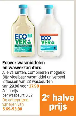Albert Heijn Ecover wasmiddelen en wasverzachters aanbieding