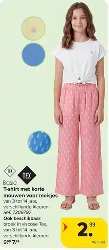 Carrefour T-shirt met korte mouwen voor meisjes aanbieding