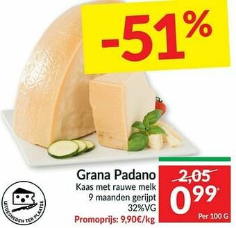 Intermarché Grana padano kaas met rauwe melk aanbieding