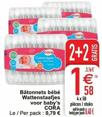 Cora Bâtonnets bébé wattenstaafjes voor baby’s cora aanbieding
