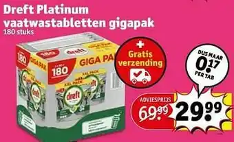 Kruidvat Dreft platinum vaatwastabletten gigapak aanbieding