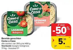 Carrefour Bereide gerechten Come a Casa aanbieding