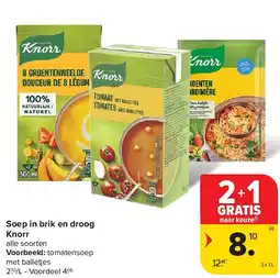 Carrefour Soep in brik en droog Knorr aanbieding