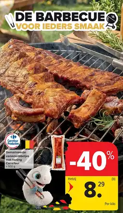 Carrefour Gemarineerde varkensribbetjes met honing Carrefour aanbieding