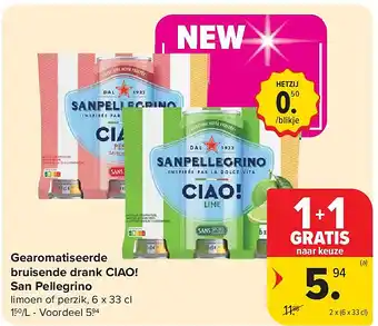 Carrefour Gearomatiseerde bruisende drank CIAO! San Pellegrino aanbieding