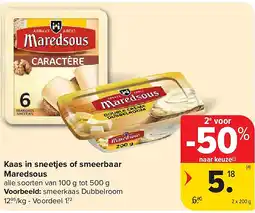 Carrefour Kaas in sneetjes of smeerbaar Maredsous aanbieding