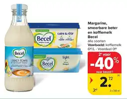 Carrefour Margarine, smeerbare boter en ko emelk Becel aanbieding