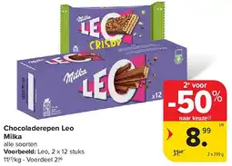 Carrefour Chocoladerepen Leo Milka aanbieding