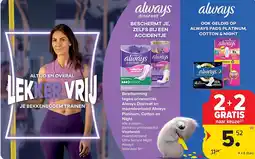 Carrefour Bescherming tegen urineverlies Always Discreet en maandverband Always Platinum, Cotton en Night aanbieding