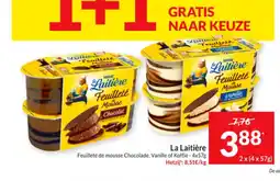 Intermarché La Laitière Feuilleté de mousse Chocolade, Vanille of Koffie aanbieding