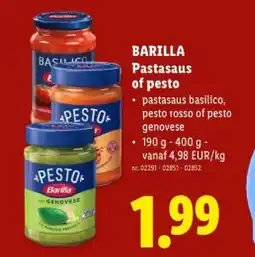 Lidl Pastasaus of pesto aanbieding