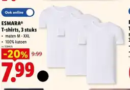 Lidl T-shirts, 3 stuks aanbieding