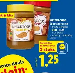 Lidl MISTER CHOC Speculoospasta aanbieding