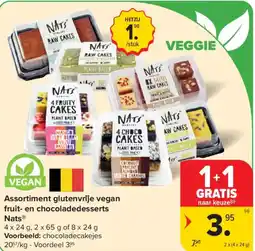 Carrefour Market Nats Assortiment glutenvrije vegan fruit- en chocoladedesserts aanbieding