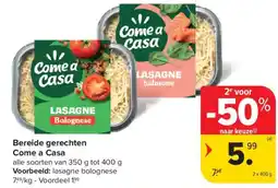 Carrefour Market Come a Casa Bereide gerechten aanbieding