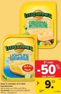 Carrefour Market Leerdammer Kaas in sneetjes of in blok aanbieding