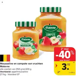 Carrefour Market Materne Mousseline en compote van vruchten aanbieding