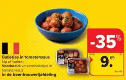 Carrefour Market Balletjes in tomatensaus kip of varken aanbieding
