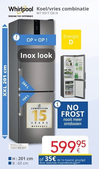 Eldi Whirlpool Koel/vries combinatie aanbieding