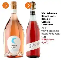 Colruyt Vino Frizzante Rosato Notte Rossa of Colbello Lambrusco aanbieding