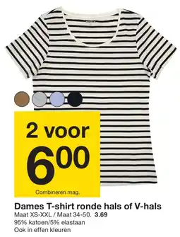 Zeeman Dames T-shirt ronde hals of V-hals aanbieding