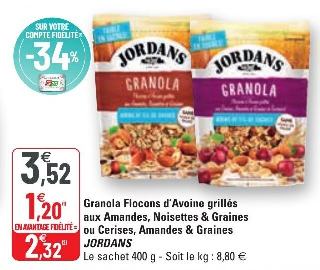 Jordans Granola Flocons d'Avoine grilles aux Amandes, Noisettes
