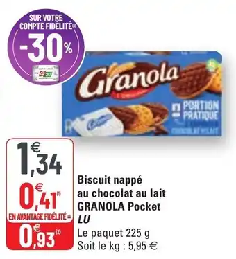 LU Biscuit nappe au chocolat au lait Granola Pocket
