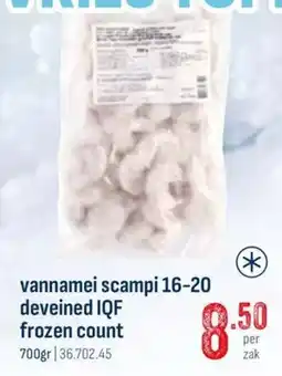 Horeca totaal Vannamei scampi 16-20 deveined IQF aanbieding