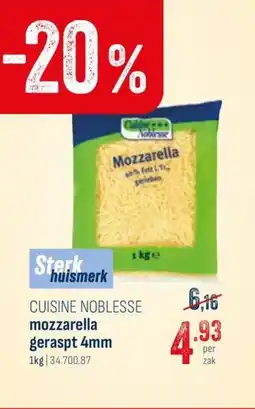 Horeca totaal Cuisine noblesse mozzarella geraspt 4mm aanbieding
