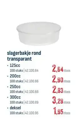 Horeca totaal Slagerbakje rond transparant aanbieding