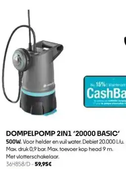 HandyHome Gardena Dompelpomp 2in1 '20000 basic' aanbieding