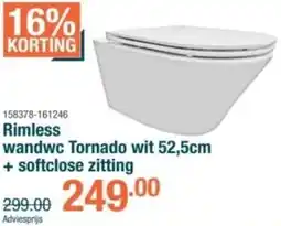 Cevo Rimless wandwc Tornado wit 52,5cm + softclose zitting aanbieding
