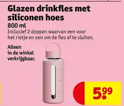 Kruidvat Glazen drinkfles met siliconen hoes aanbieding