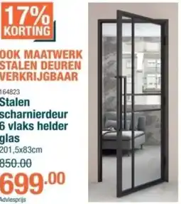 Cevo Stalen scharnierdeur 6 vlaks helder glas aanbieding