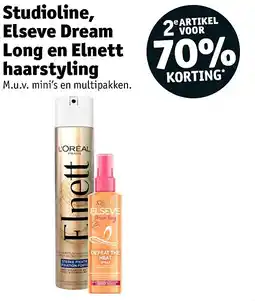 Kruidvat Studioline, Elseve Dream Long en Elnett haarstyling aanbieding