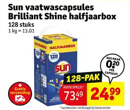 Kruidvat Sun vaatwascapsules Brilliant Shine halfjaarbox aanbieding