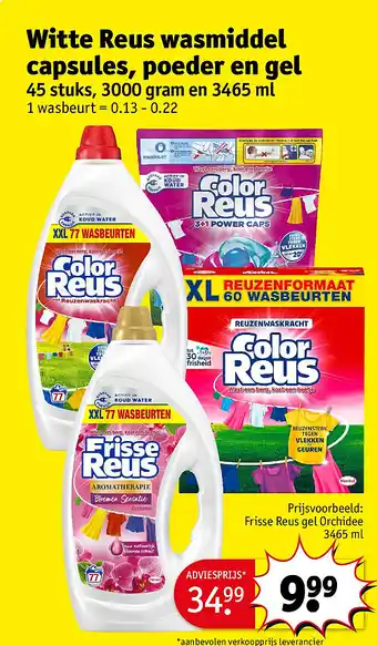 Kruidvat Witte Reus wasmiddel capsules, poeder en gel aanbieding