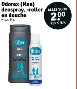 Kruidvat Odorex (Men) deospray, -roller en douche aanbieding