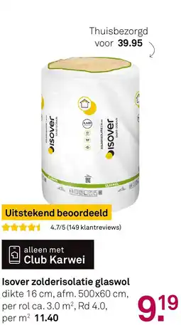 Karwei Isover zolderisolatie glaswol aanbieding