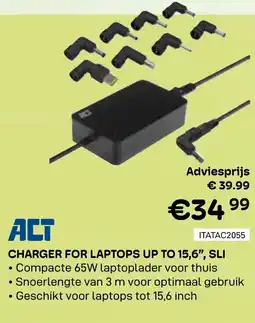 CompuDeals Act charger for laptops up to 15,6", SLI aanbieding