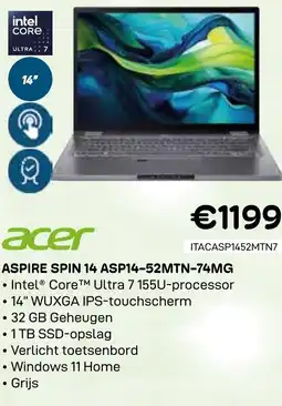 CompuDeals Acer Aspire spin 14 ASP14-52MTN-74MG aanbieding