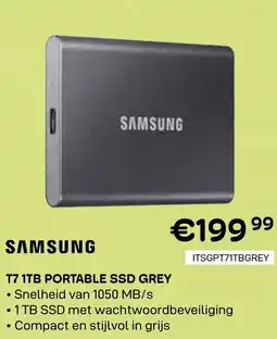 CompuDeals Samsung T7 1TB Portable SSD grey aanbieding