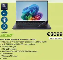 CompuDeals Acer Predator triton 14 AI PT14-52T-98ED aanbieding