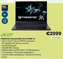 CompuDeals Acer Predator helios neo 18 AI PHN18-72 aanbieding